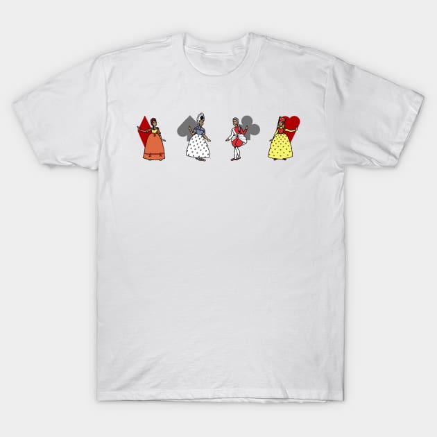 Fantasy Bridge Mix - Playing Card Queens T-Shirt by LochNestFarm